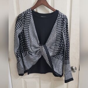 Club Monaco Black & White Geometric Blouse Reversible